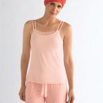 Débardeur rosâtre double bretelles avec soutien-gorge - poches pour prothèses ou compléments mammaires - Espace Chauchard à Millau & Rodez